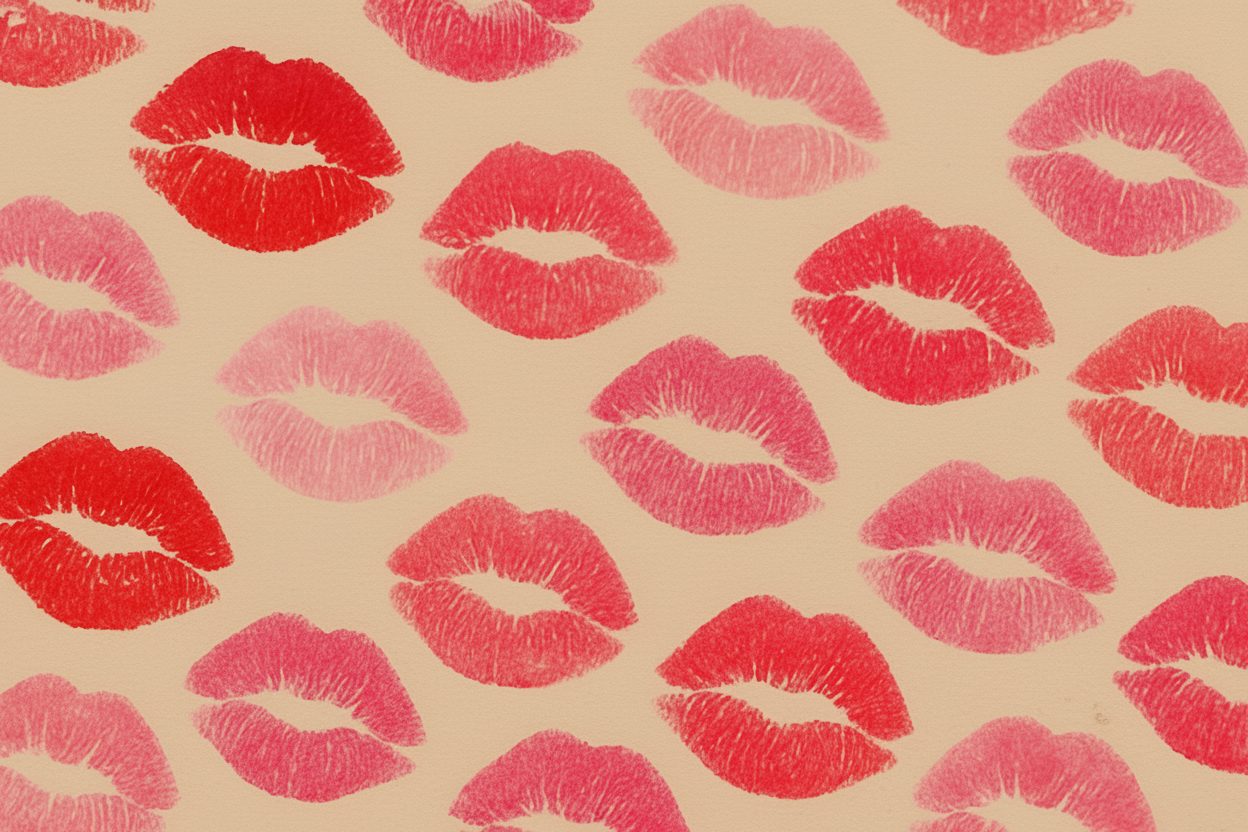Lipstick prints with light brown background